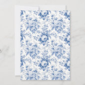 ヴィンテージフランスのフローラトイル結婚ブルー 招待状 (裏面)