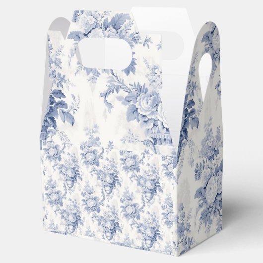 ヴィンテージフランスのフローラトイレブルーフェイスボックス フェイバーボックス (オープン)