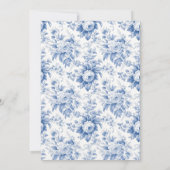 ヴィンテージフランスのフローラトイレブルーベビーシャワー 招待状 (裏面)