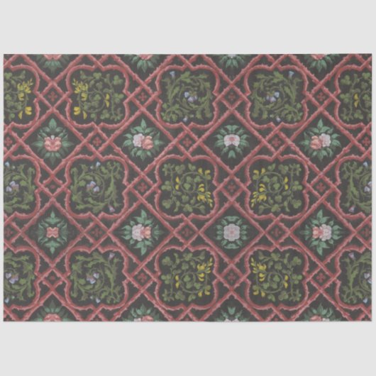 ヴィンテージフランスのフローラトレリス壁紙の切り離し 薄葉紙 (正面)