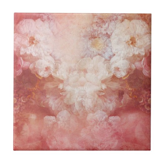 ヴィンテージフランスのフローラバスルーム タイル (正面)