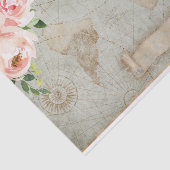 ヴィンテージフランスのフローラバラ旧世界地図デコパージュ 薄葉紙 (詳細)