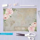 ヴィンテージフランスのフローラバラ旧世界地図デコパージュ 薄葉紙 (クラフト)