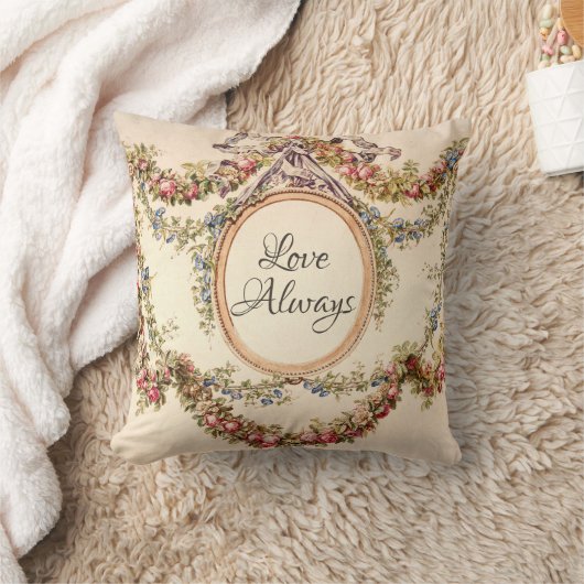 ヴィンテージフランスのフローラバラ水の色の愛は常に クッション (ブランケット)
