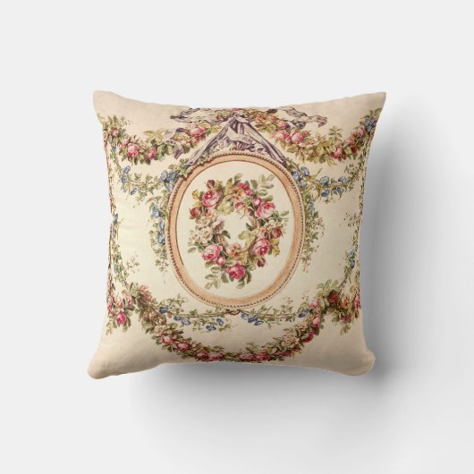 ヴィンテージフランスのフローラバラ水の色の愛は常に クッション (裏面)