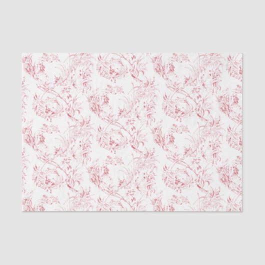 ヴィンテージフランスのフローラファンタジートイルピンク 薄葉紙 (正面)