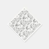 ヴィンテージフランスのフローラファンタジートイルブラック スタンダードカクテルナプキン (角)