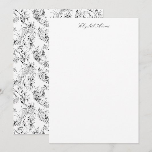 ヴィンテージフランスのフローラファンタジートイルブラック ノートカード (正面/裏面)