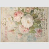 ヴィンテージフランスのフローラブルーピンクエフェメラデクページ 薄葉紙 (正面)