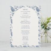 ヴィンテージフランスのフローラブルー結婚ズ メニュー (スタンド正面)