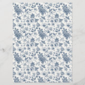 ヴィンテージフランスのフローラブルー結婚ズ メニュー (裏面)