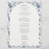 ヴィンテージフランスのフローラブルー結婚ズ メニュー (正面)