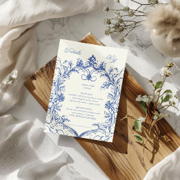 ヴィンテージフランスのフローラモノグラム結婚披露宴 エンクロージャーカード