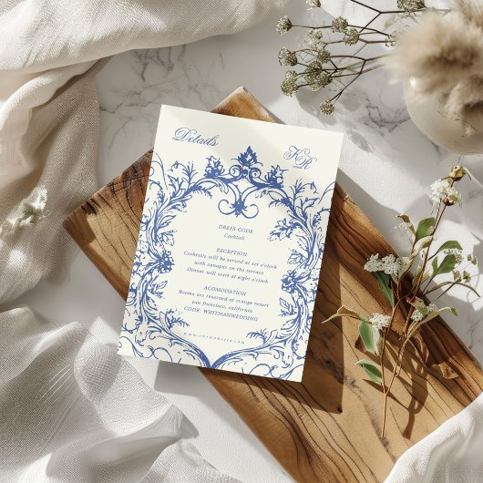 ヴィンテージフランスのフローラモノグラム結婚披露宴 エンクロージャーカード