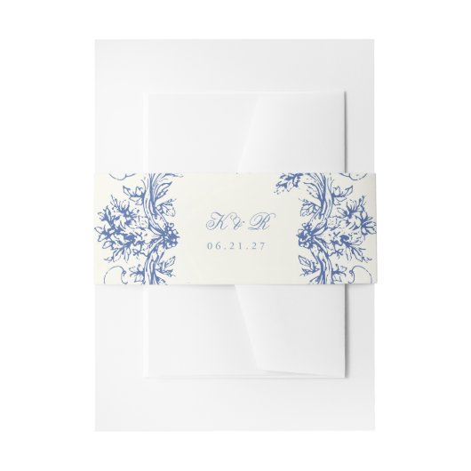 ヴィンテージフランスのフローラ結婚のベリーバンド 招待状ベリーバンド (正面例)