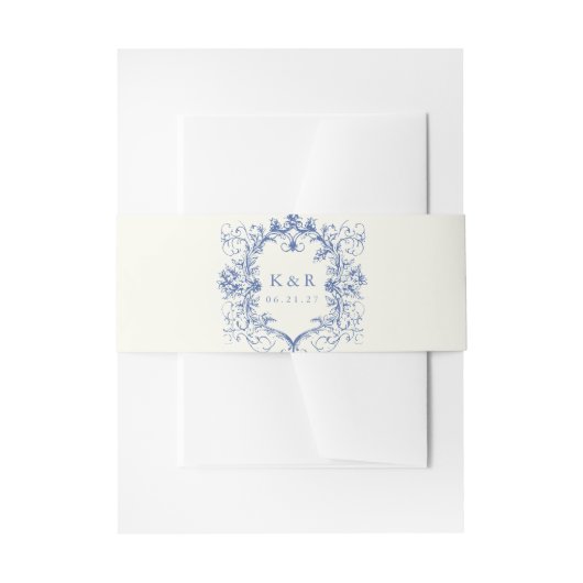 ヴィンテージフランスのフローラ結婚のベリーバンド 招待状ベリーバンド (正面例)