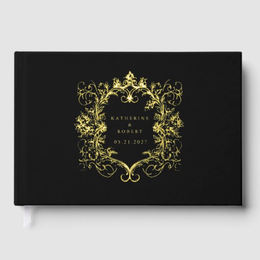 ヴィンテージフランスのフローラ結婚ズゲストブック ゲストブック (正面)