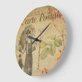 ヴィンテージフランスのフローラ葉書ファッション ラージ壁時計 (傾斜)