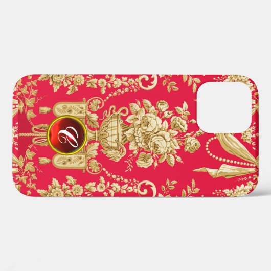 ヴィンテージフランスのフローラ、フラワー花瓶、バラ赤い宝石 Case-Mate iPhoneケース (裏面 (横))