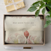 ヴィンテージフランスのフローラEphemeraデカップピンク 薄葉紙 (ギフト)