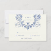 ヴィンテージフランスのフローラRSVP応答カード 出欠カード (正面)