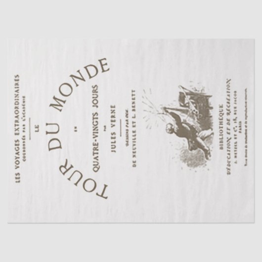ヴィンテージフランスのブックタイトルページの切り離しJ Verne 薄葉紙 (正面)