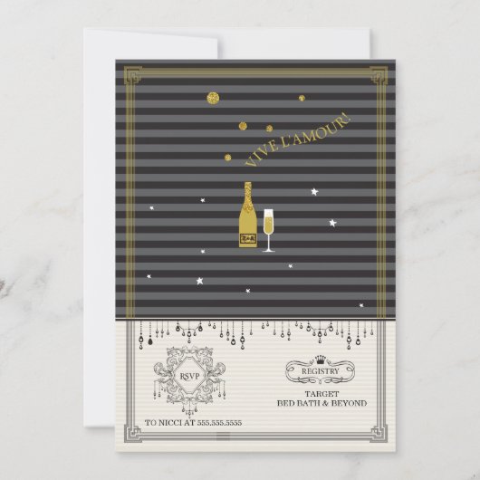 ヴィンテージフランスのブライダルシャワー招待状 招待状 (裏面)