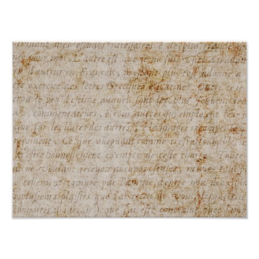 ヴィンテージフランスのブラウンタン文字オールドパーチメント紙 フォトプリント            (正面)