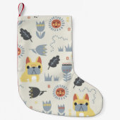 ヴィンテージフランスのブルドッグとスカンジナビアのフラワーイル スモールクリスマスストッキング (正面)
