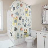ヴィンテージフランスのブルドッグとスカンジナビアの花病 シャワーカーテン (インサイチュ)