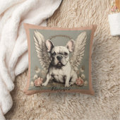 ヴィンテージフランスのブルドッグエンジェルスロー枕 クッション (ブランケット)
