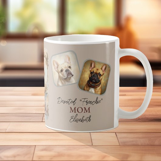 ヴィンテージフランスのブルドッグ2写真テンプレートドッグママ コーヒーマグカップ