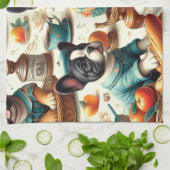 ヴィンテージフランスのブルドッグ キッチンタオル (折り畳み)