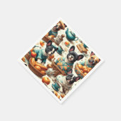 ヴィンテージフランスのブルドッグ スタンダードカクテルナプキン (角)