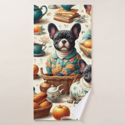 ヴィンテージフランスのブルドッグ バスタオル (バスタオル)