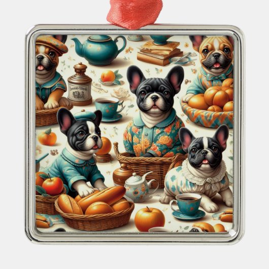 ヴィンテージフランスのブルドッグ メタルオーナメント (正面)