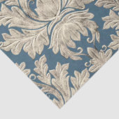 ヴィンテージフランスのブルーエレガントウッドダマスデクページ 薄葉紙 (詳細)