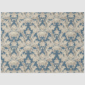 ヴィンテージフランスのブルーエレガントウッドダマスデクページ 薄葉紙 (正面)