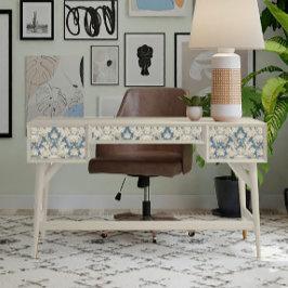 ヴィンテージフランスのブルーエレガントウッドダマスデクページ 薄葉紙