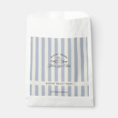 ヴィンテージフランスのブルーエレガントストライプのベーカリーロゴ フェイバーバッグ (正面)