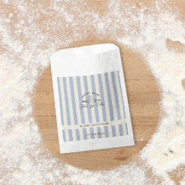 ヴィンテージフランスのブルーエレガントストライプのベーカリーロゴ フェイバーバッグ