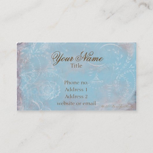 ヴィンテージフランスのブルートイルおよびスクリプト名刺 名刺 (正面)