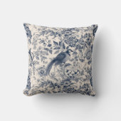 ヴィンテージフランスのブルートイルフルーリー クッション (正面)