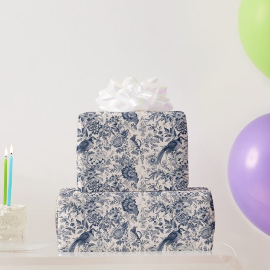 ヴィンテージフランスのブルートイルフルーリー ラッピングペーパー (パーティーギフト)