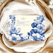 ヴィンテージフランスのブルートイルフローラ結婚ズ 出欠カード