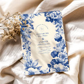 ヴィンテージフランスのブルートイルフローラ結婚ズ 招待状