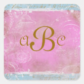 ヴィンテージフランスのブルーパーソナライズされたトイル スクエアシール (正面)