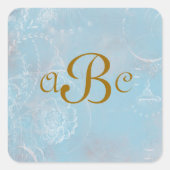 ヴィンテージフランスのブルーパーソナライズされたトイル スクエアシール (正面)