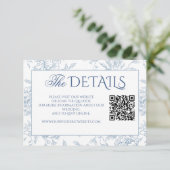 ヴィンテージフランスのブルーフローラツールQRコードウェブサイト エンクロージャーカード (スタンド正面)