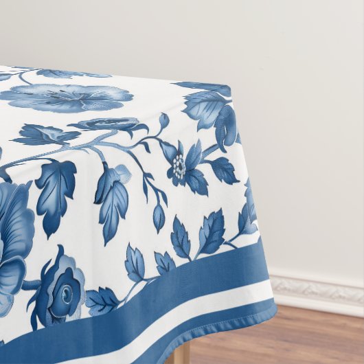 ヴィンテージフランスのブルーフローラトイル テーブルクロス (インサイチュ)